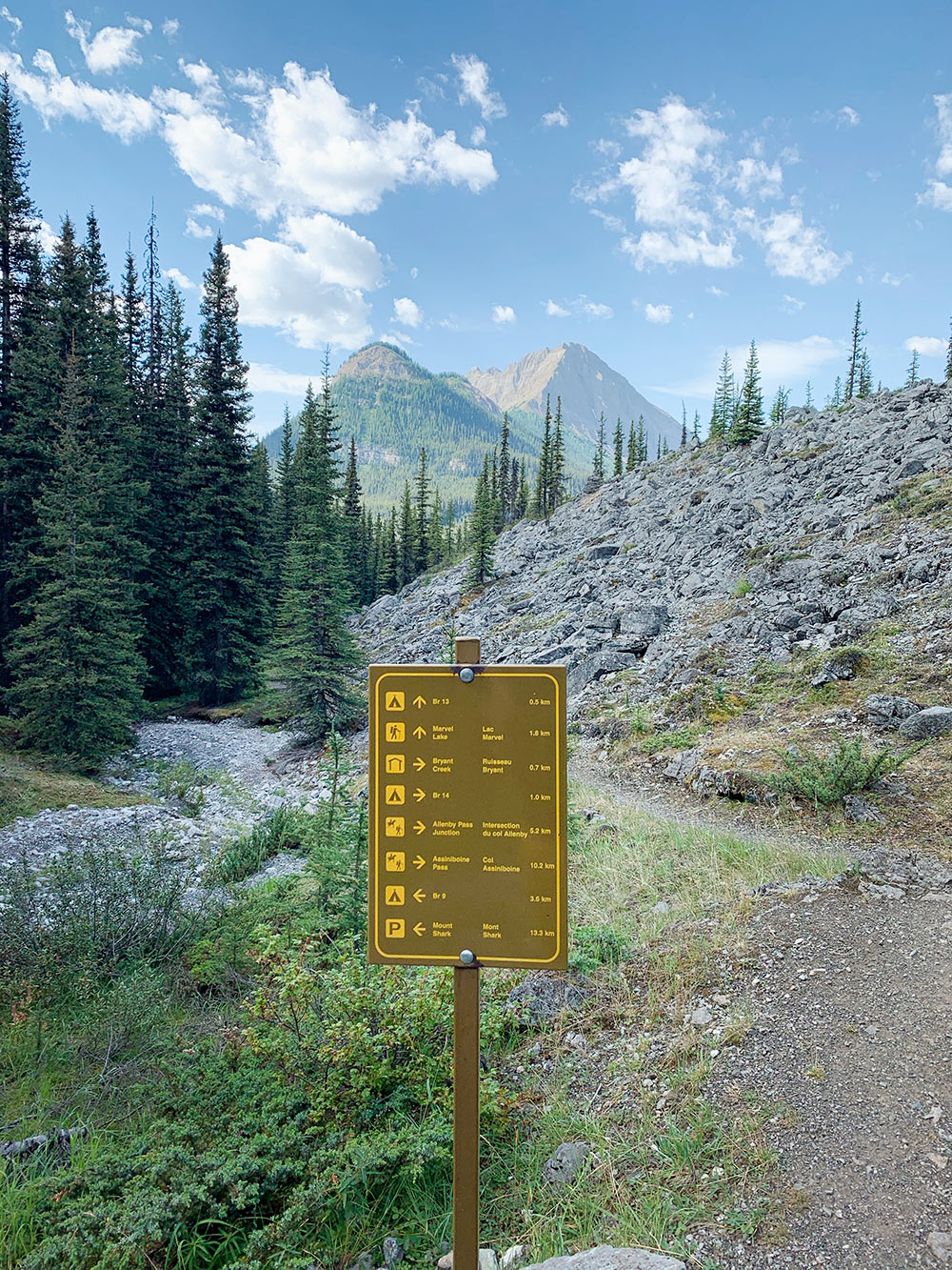 Panneau sentier mont Assiniboine, Colombie-Britannique, Canada / Mount Assiniboine trail's sign, BC, Canada,