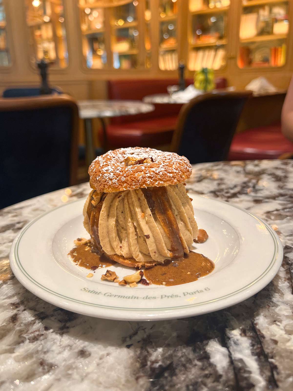 Paris-Brest, Dessert, Brasserie des Prés, Quartier Latin, Paris, France