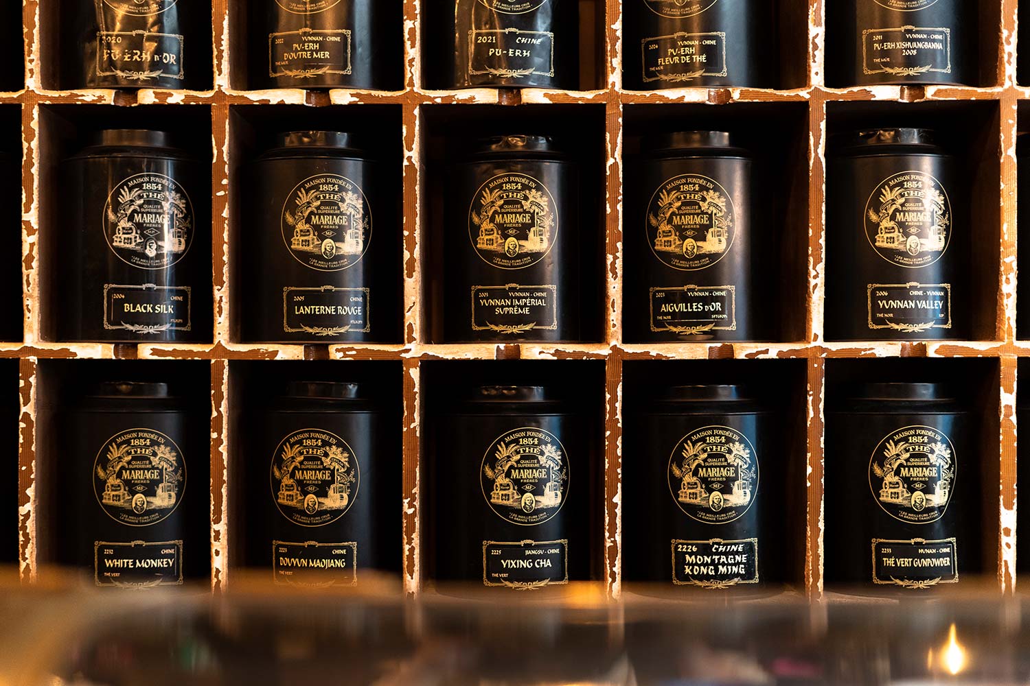 Boîtes de thé, Mariage Frères, Le Marais, Paris, France