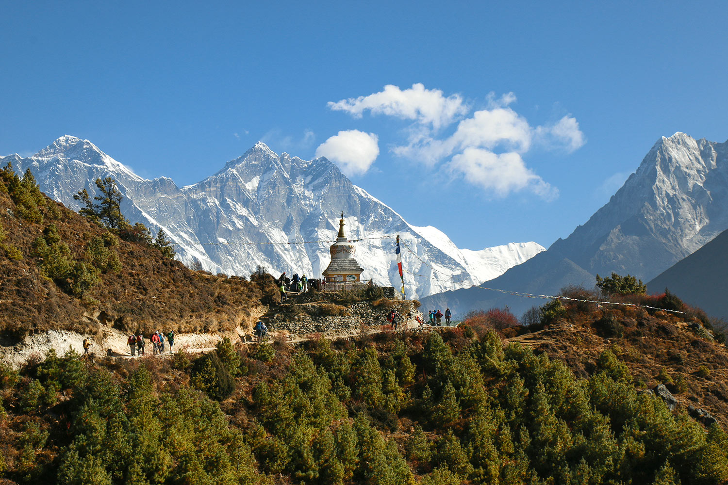 La vue sur le Mont Everest depuis Tengboche, Chorten, Népal / Mount Everest view from Tengboche, Chorten, Nepal