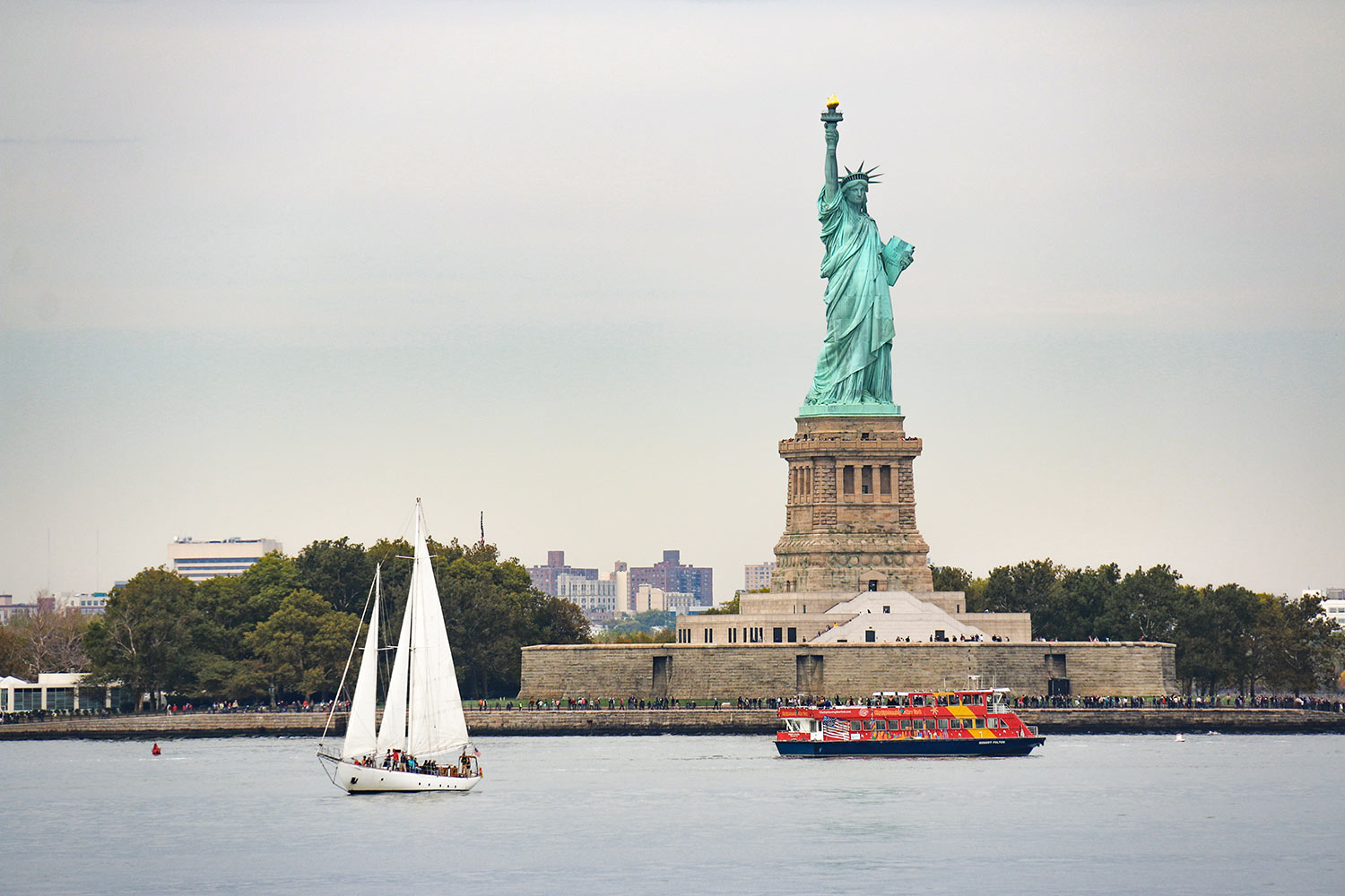 Ferry pour Staten Island, Statue de la Liberté, New York, NY, États-Unis / Staten Island Ferry, Statue of Liberty, New York City, NY, USA