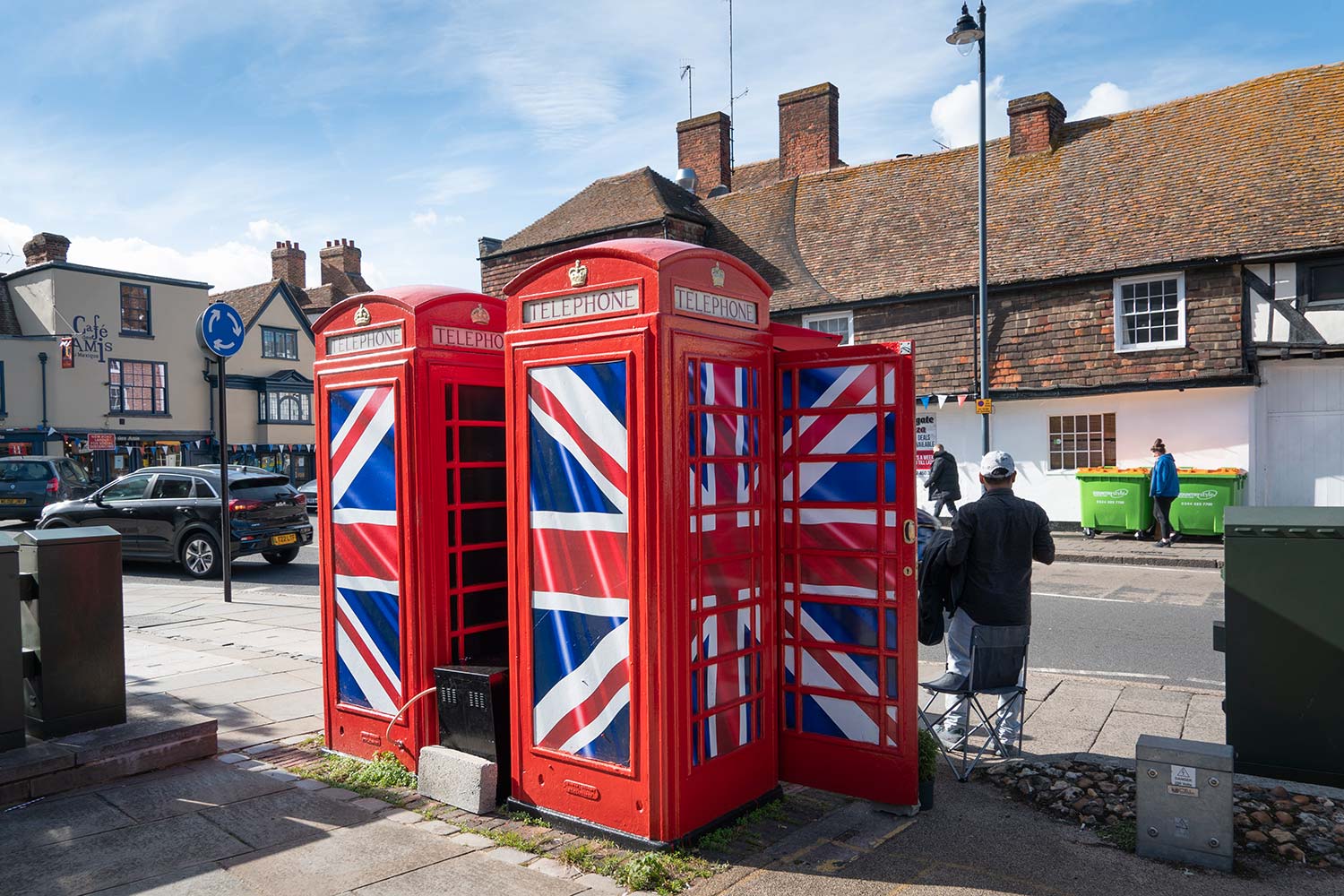 Cabines téléphoniques, Canterbury, Angleterre, Royaume-Uni / Union Jack Phone Booth, Canterbury, England, UK