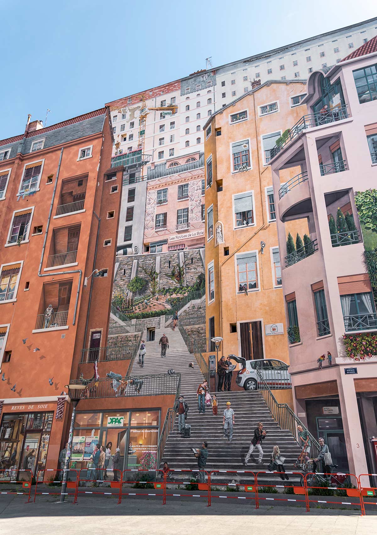 Murale, Mur des Canuts, Croix-Rousse, Lyon, France