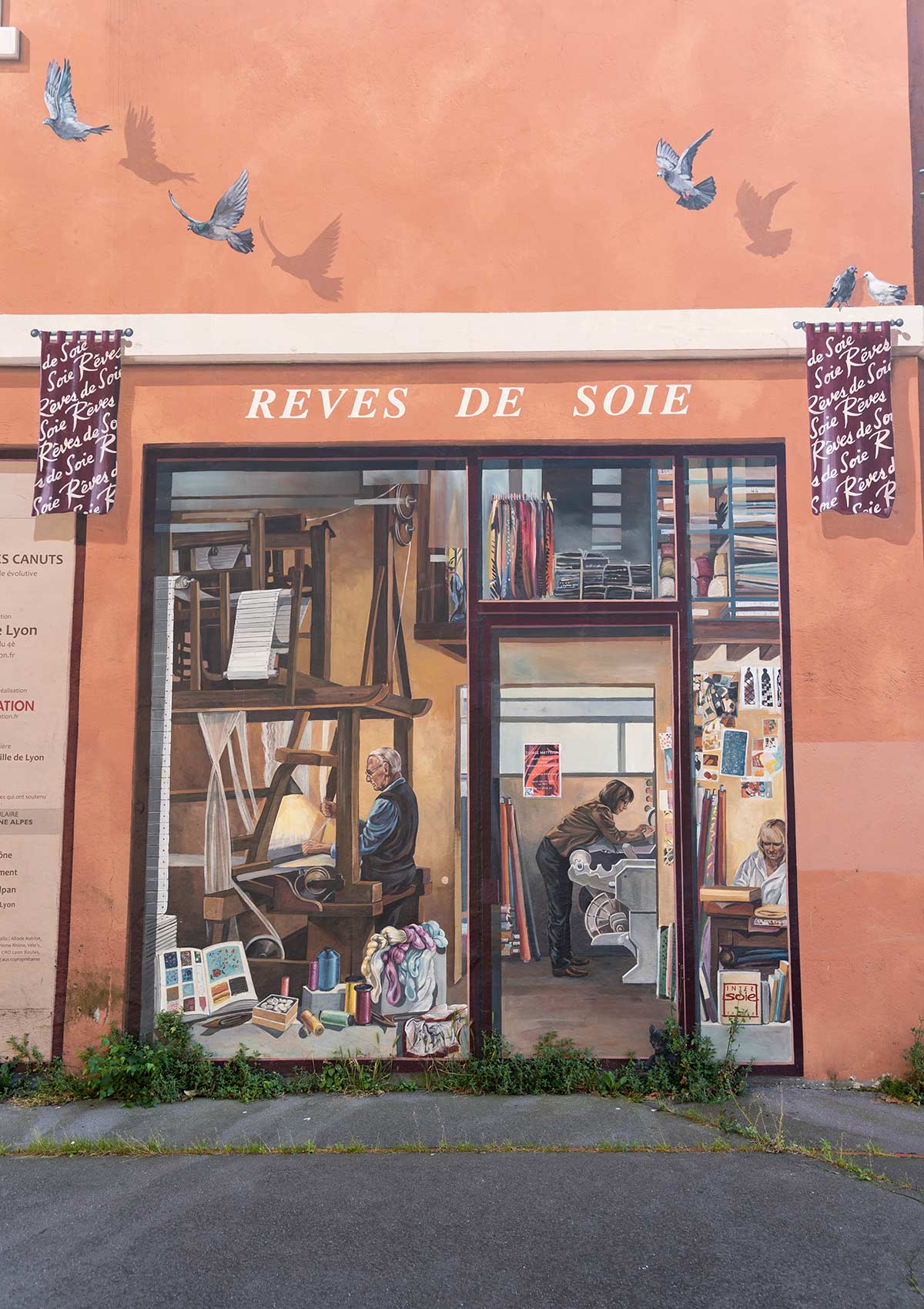 Murale, Mur des Canuts, Croix-Rousse, Lyon, France